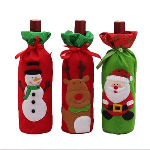 Wholesale santa bags for sale - Group buy Christmas Red Wine Bottle Cover Decoration Sequin Embroidery Drawstring Santa Claus Gift Bag Dinner Party Table Decoration