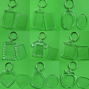 12 Stil DIY leere Foto-Schlüsselanhänger aus Acryl, T-Shirt-Form-Schlüsselanhänger, Foto-Schlüsselanhänger einfügen LX2919