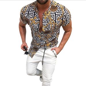 Homens de verão vintage cópia camisa moda casual mangas curtas impressas camisas mais blusas de tamanho