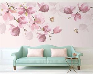 ロマンチックな花3Dの壁紙ノルディックの手描きの小さな新鮮な牧歌的な花ロマンチックな装飾的な絹の壁紙の壁紙