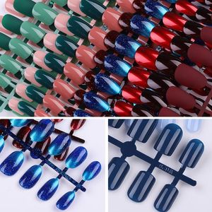 Kısa dekore Tasarım Basın On Nail Art Sahte Uzatma İpuçları için 24pcs Yeniden kullanılabilir Tam Kapak Parlak Yanlış Nail Yapay İpuçları