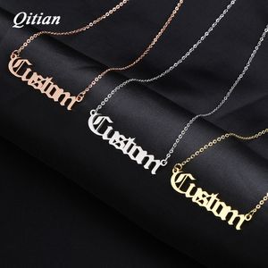 Old English Nameplate Necklace Gold Color Choker Stainless Steel Personalized Name Necklaces & Pendants Romantic Gift Y200810