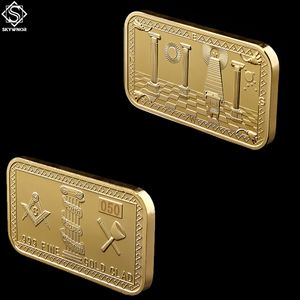 Wholesale gold bullion resale online - 5PCSSet and Accepted Masons Masonic Symbol Craft Token Gold Bullion Bar Collectibles