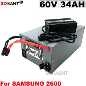 60V 34AH Elektrofahrrad-Lithiumbatterie für Samsung 18650 Zellen 60V 3000W E-Bike mit Metallbox + 5A Ladegerät + 70A BMS