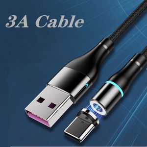 Магнитные кабели со светодиодным кругом Тип C / Micro USB-кабели Зарядное устройство для Samsung S20 NOTE10 Умный телефон кабель 1 м 3