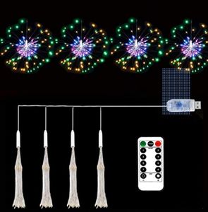 Luci di fuochi d'artificio in filo di rame USB 4 pezzi 320LED luce fata 8 modelli di luce starburst, adatta per luci sospese a corda per interni