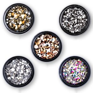 1 caixa misturada 3D rhinestones Nail Art decorações de cristal gemas jóias ouro pedras brilhantes encanto acessórios manicure