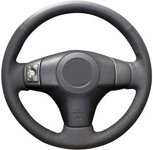 Diy Lenkradbezug für Toyota RAV4 2006-2012 / 2007-2011 Yaris Sedan Innenzubehör Handnähen Schwarz Echtleder Nähen