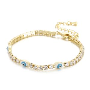 Bracciale da donna alla moda caldo braccialetto da tennis placcato oro giallo con occhi da diavolo Bling CZ per ragazze donne bel regalo