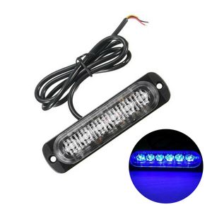 1x Blue 6 LED Slim 12V 24V Strobe Light Car Moto Trucks LED Side Marker Lamps Flashing Warning Light Bulbs Lamps