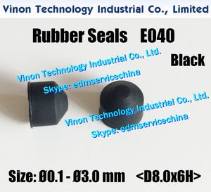 E040 Rubber Seals Preto D8.0x6Hmm (10 pcs / saco) Ø0.1-Ø3.0mm para pequeno furo EDM Máquina EDMAS, JAPAX, ASTEC, Castek, CHARMILLES HD, FURA