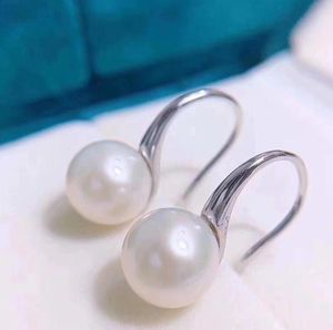 Natural fresh water pearl earrings women's S925 silver round bead Ear Hook Earrings 14K Gold injection wound wire Earrings