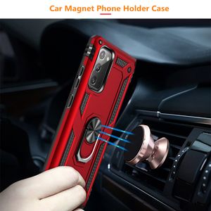 Capa de telefone Kickstand para Galaxy S23 Plus S22 S21 S20 Note 20 ultra dedo anel magnético suporte de carro anti-queda capa blindada à prova de choque