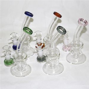 Nargile Mini Cam Bong Beher Renkli Su Boruları 14mm Banger Dab Petrol Kuleleri Heady Bongs Shisha 7.4 İnç