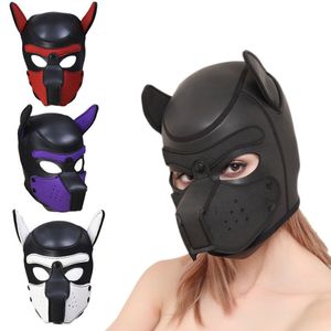Sexleksaker Mask Gummi Mask Sexig Cosplay Rollspel Hund Full Head Vuxen Spel Sex SM Mask för par 1225 Y19060302