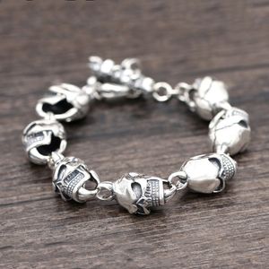 Wholesale vintage wide silver bracelet resale online - 925 Sterling Silver Bracelet for Men Jewelry Vintage Skull Charm Bangle Gift cm Long mm Wide