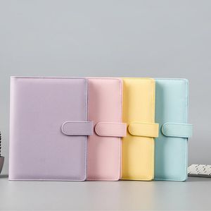 ¡11 colores! Carpeta de cuaderno de cuero PU A6 Color macarrón 19 * 13 cm Carpetas de 6 anillas recargables para papel de relleno con cierre de hebilla magnética se puede personalizar DIY