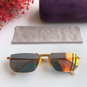 2020 nya solglasögon män designer metall vintage solglasögon 0627 guld multicolor mode stil kvadratisk ramlös UV 400 lins med originalfall