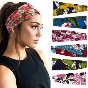 Flower Printed Yoga sport headband Wide sweatband hood Gym Work out Fitness cycling Running travel head bands for women men