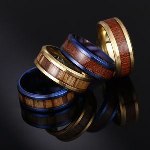 2022 neue Mode Teakholz Ringe Edelstahl Cluster Ringe Finger Ring Größe 6-13 Für Geschenk