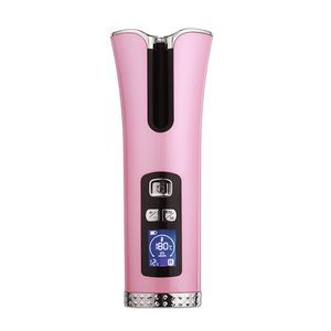 Cordless Auto Rotating Ceramic Curler USB Rechargeable Curling Iron LED Display Temperature Adjustable Hair Tools