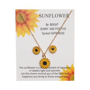 2020 Women Trendy Elegant Sunflower Jewelry Sets Romantic Flower Accessories Necklaces&Earrings Set