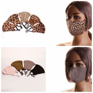 Leopard Print Suede Mask Justerbar Dammtäker Outdoor Fashion Protective Mask Resuable Earloop Face Masks för Women Máscaras Faciales