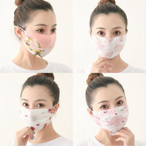 Chiffon Druck Blumen Designer Gesichtsmaske Frauen Sommer Outdoor Sport Winddicht staubdichte Baumwolle Wiederverwendbare Gesichtsmasken Sportmasken