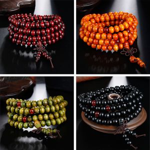 10 cor natural sândalo 6mm 8mm grânulos pulseira retro 108 madeiro multilayer buddha oração braceletes homens mulheres jóias presente