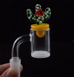 Carb Cap Kubbe İçin Cam Bongs Petrol Kuyuları Opak Taban 10mm 14mm 18mm Kuvars Banger Nail Ördek Yeni Tasarım Renkli Cam Cactus Sarı