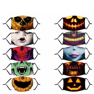 Halloween Funny Face Mask 3D Painting Pumpkin Skull V Vendetta Mask Reusable Washable Mouth Masks Protective HHA1515