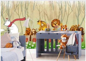 foto papel de parede personalizado murais de parede papel de parede 3D Floresta desenho animado parque de animais murais infantil fundo sala de papéis de parede de decoração