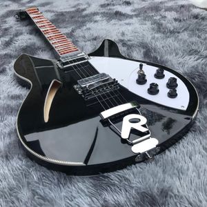 Custom Grand Semi Hollow Body Rick 360 Electric Guitar in Black Color All Color are Available