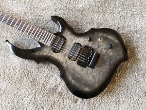 Custom FRX CTM Guitar SEE THRU BLACK SUNBURST Trans Black Grey Quilt Top Seymour Duncan Pickups Electric guitars