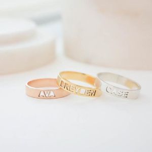 Personalized Cut-out Style Name Ring für Frauen Schmuck Custom Kinder Familienringe Edelstahl Bague Femme Hochzeit Bijoux