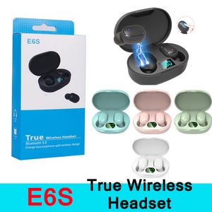 Renkli E6S TWS Kablosuz Spor Kulaklıklar Bluetooth Kulaklıklar Stereo Mini Müzik e6s Kulaklıklar Kulak İçi tarzı Şarj Kutusuyla Otomatik Eşleştirme