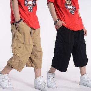 Plus Size Summer Casual Shorts Men Cotton Cargo Shorts With Big Pocket Loose Baggy Hip Hop Shorts Bermuda Military Male Clothing