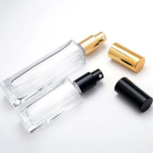 10 ml 20 ml klare tragbare Glas-Parfüm-Sprühflaschen, leere Kosmetikbehälter mit Zerstäuber, Gold-Silber-Kappe, Sprühflaschen LX2873