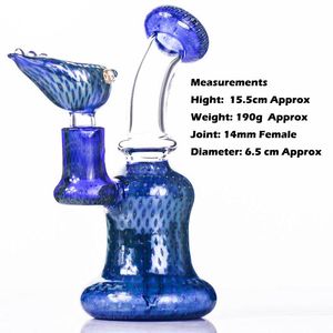 Hookahs 6 inches Mini Blue Glass Water Bongs med skål och kvartsrör Bulit-in Perc Heady Pipe Wax Oil Rigs Small Bubbler Bägare Bong