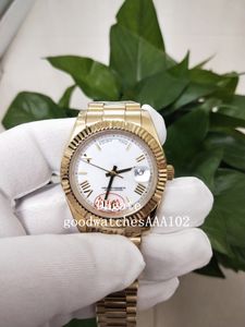 Asia ETA 2813 Movimento Mens Gold 18kt President Day Date 40 White Roman Dial 228238 40mm Orologio da uomo automatico Orologi