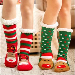 Knit Natal Socks Piso Natal Meias Mulheres dos desenhos animados Grosso Stocking velo térmica Meias Casa Tapete Sock Decorações de Natal LSK1386