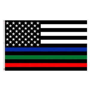 Dünne blaue, grüne und rote Linie, amerikanische US-Flagge, 150 x 90 cm, 3 x 5 Fuß, Druck aus Polyester, für den Außenbereich oder den Innenbereich, Clubdruck, Banner und Flaggen im Großhandel