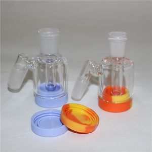 Smoking Mini Glass Ash Catcher hookah with 7ml Silicone Container 14mm 18mm Ashcatchers for bong dab oil rig water pipes