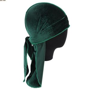 Luksusowy Unisex Velvet Duragów Bandana Turban Hat Pirat Caps Wigs Doo Durag Biker Headwear Headband Pirat Hat Akcesoria do włosów GD552