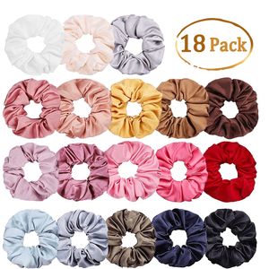 Saten Katı Saç Scrunchies Kadınlar Elastik Saç Bantları Stretchy Scrunchie Kızlar Şapkalar İpeksi Döngü at kuyruğu Tutucu 34 Renkler M2577