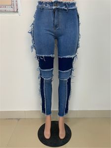 Taglie forti 2XL Jeans da donna firmati blu strechy moda pantaloni slim denim lavati autunno inverno jeans neri a vita alta leggings skinny 3673