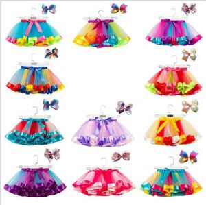 Dziewczynka Ubrania Łuk Headwear Dziewczyny Spódnice Księżniczka Tutu Spódnica Rainbow Baby Girl Ubrania Dla Dzieci Party Ball Suknia Kids Spódnicy