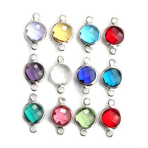 Wholesale birthday stone charms resale online - New Month Birthday Stones Charms Silver Stainless Steel Pendant Bracelet Necklace Earring Rhinestone Crystal DIY Charms Jewelry Making