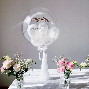 LED ballon stand 35cm Bobo balloon stick Wedding table decoration or Kids birthday party glow supplies Organza yarn kids favor