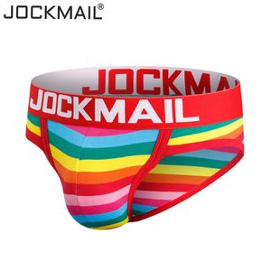 JOCKMAIL bikini briefs men sexy underwear cotton Striped Fashion Jockstrap underwear panties